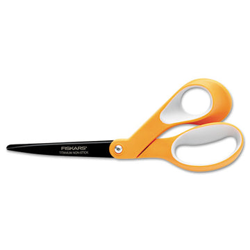 Fiskars® Premier Non-stick Titanium Softgrip Scissors, 8" Long, 3.1" Cut Length, Orange-gray Offset Handle freeshipping - TVN Wholesale